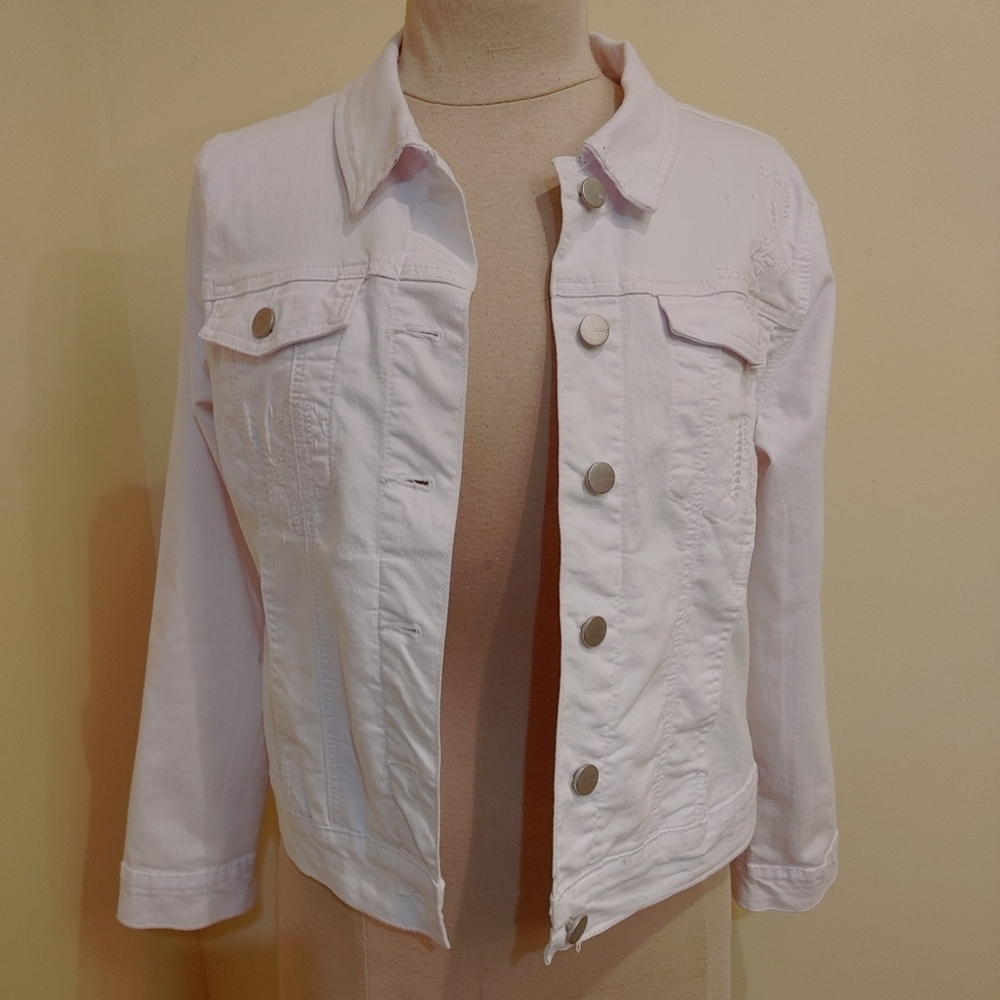 Marie Claire Jeans White Jean Jacket size‎ Small